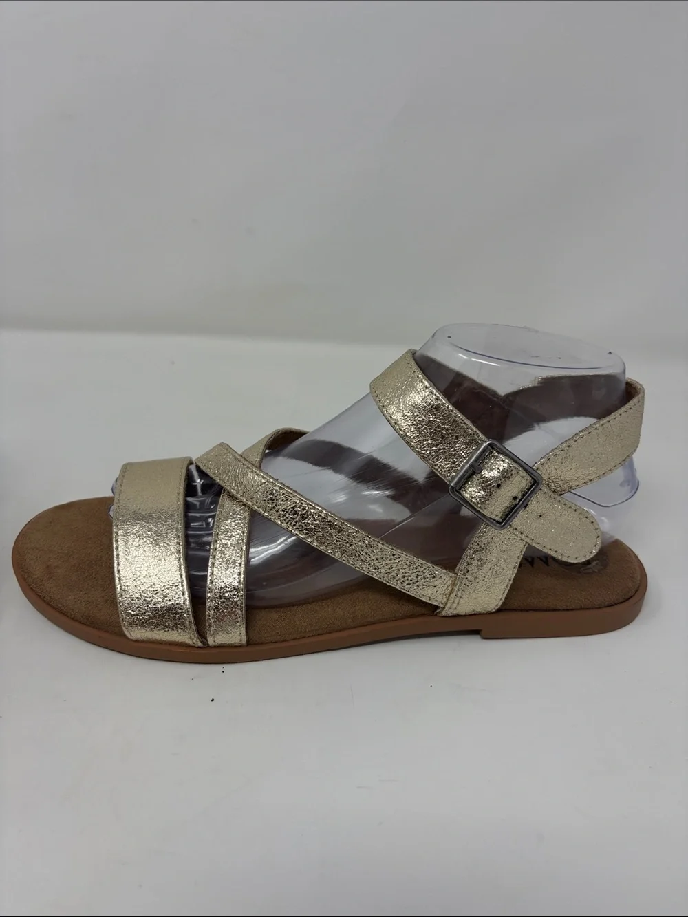 Toms Metallic Gold Strappy Comfort Sandals Size 9 Excellent Pre-Loved Condition